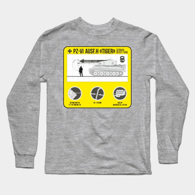 Infographics of Pz-VI Ausf. H Tiger Long Sleeve T-Shirt by FAawRay